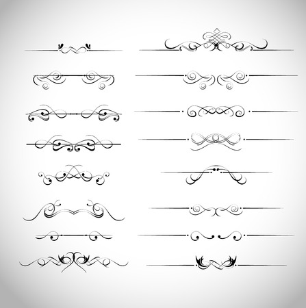 collection of page dividers and ornate headpieces vintage style vector illustrationのイラスト素材