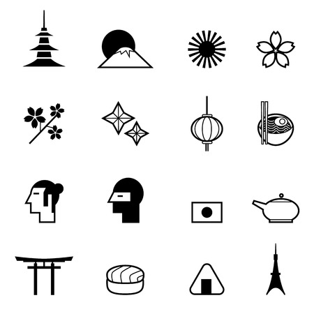Japanese theme icon set vector illustration for use as part of infographicのイラスト素材