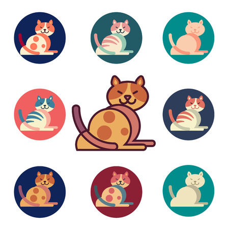 cat icons set vector illustration For Mobile, Web And Applicationsのイラスト素材