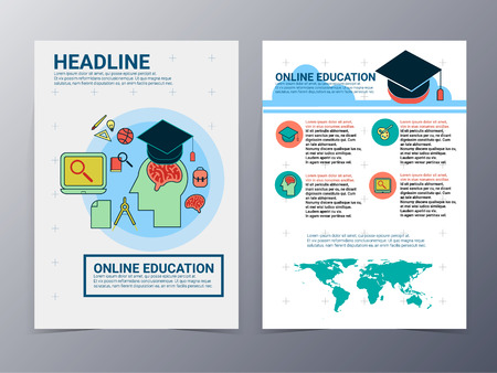 education and school pattern brochure design template vector tri-fold for use as  poster,flyerのイラスト素材