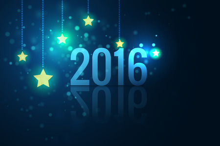 2016 on glittering stars background vector illustration for use as christmas holiday 
graphic design project.のイラスト素材