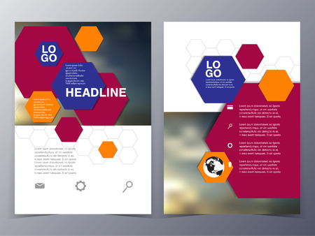 business and technology brochure design template vector  in A4 size  for use as company annual 
report, poster,flyerのイラスト素材