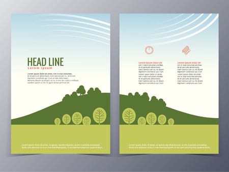 business and nature brochure design template vector  in A4 size  for use as company annual report, poster,flyerのイラスト素材