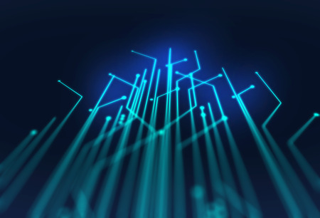 blur image of  fiber optics lights abstract background for use as technology internet backdrop