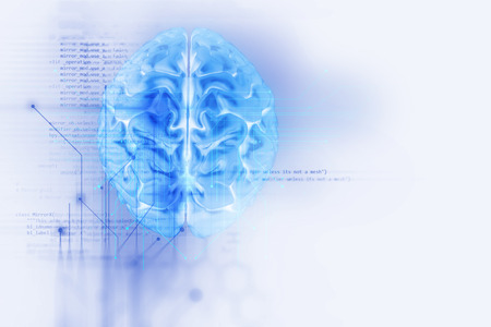 3d rendering of human  brain on technology background  represent artificial intelligence and cyber...