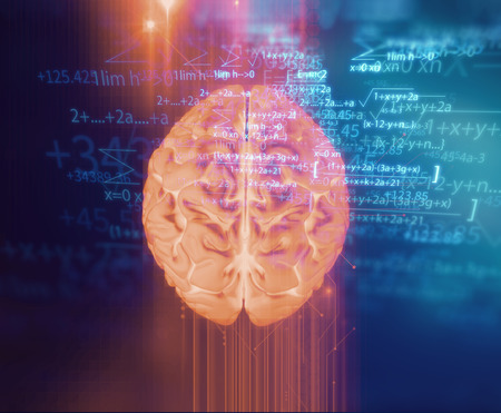 3d rendering of human  brain on technology background  represent artificial intelligence and cyber space conceptの写真素材