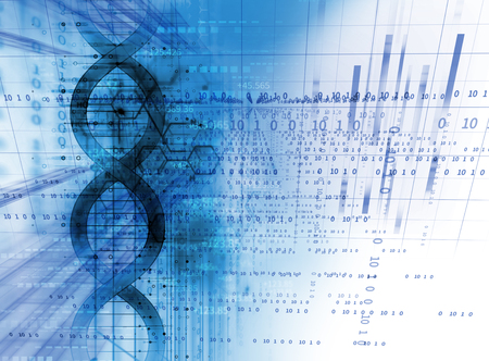 dna molecules on abstract technology background , concept of biochemistriy and genetic theory.