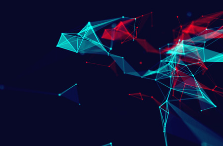 dots and lines connection on abstract technology background.3d illustrationの写真素材