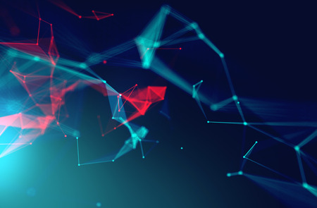 dots and lines connection on abstract technology background.3d illustrationの写真素材