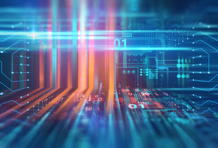 speed lines of light and stripes over technology background represent science and technology concept
の写真素材