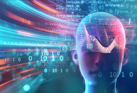 science formula and math equation abstract background. concept of machine learning and artificial...
