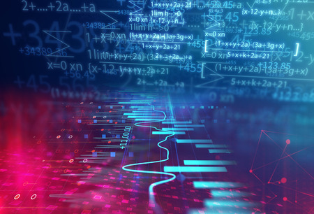 science formula and math equation abstract background. concept of machine learning and artificial...