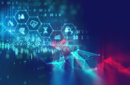 dots and lines connection on abstract technology background.3d illustration