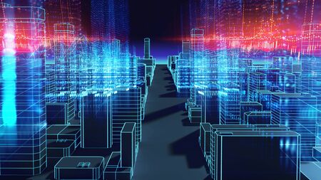 smart city and  Digital landscape in cyber world , internet of things, networks and augmented...