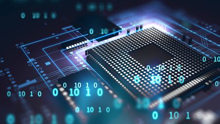 futuristic blue circuit pattern abstract background illustration,concept of cyber space and ai.