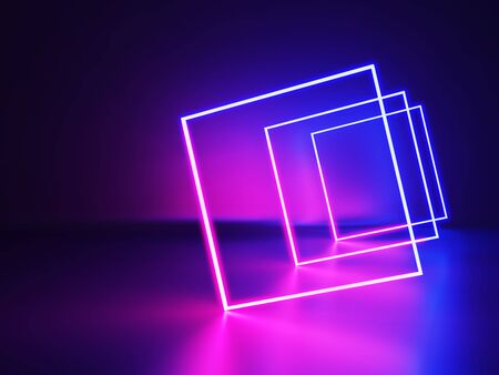 3d rendering of Neon Light Shapes,laser show,glow lines, in dark room .

の写真素材