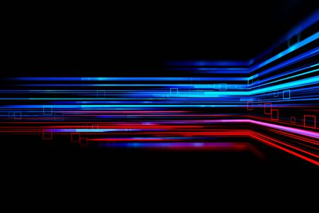 Light speed zoom travel in  universe technology 3d illustration.