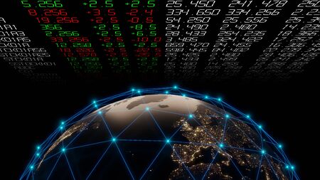 3d rendering of  earth on hi-tech futuristic technology abstract background ,concept of modern data...