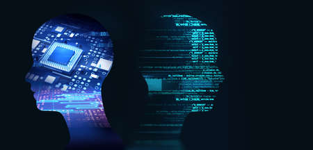 digital landscape with digital technology elements ,concept of smart city and digital...