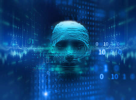 3d rendering of artificial human and  microchip ,concept of neural network and relationship between...