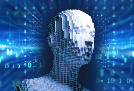 Conceptual illustration of Artificial intelligence human form , 3d illustration