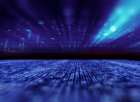 cyberpunk landscape with digital technology elements ,concept of cyberspace and cyberpunk.3d illustrationの写真素材