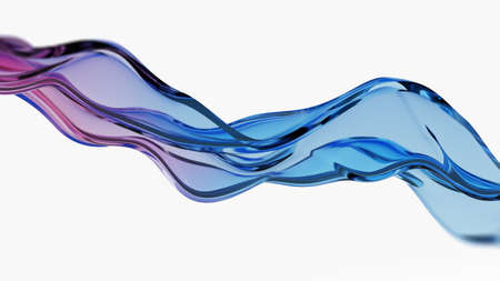 reflective glass rainbow color wave shape abstract background. Smooth transitions of vibrant colors backdrop 3d illustrationの写真素材