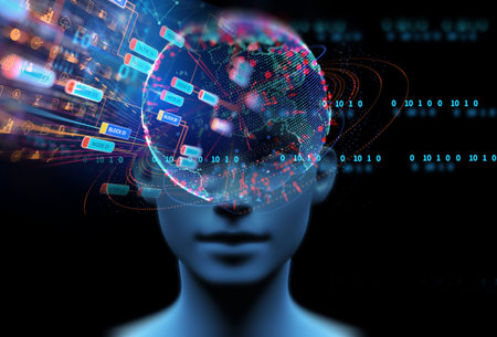 Conceptual background of Artificial intelligence robot , 3d illustrationの写真素材
