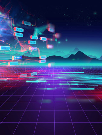 Big data connection technology. Cityscape telecommunication and communication network concept. Smart city and digital transformation. De-focused.の写真素材