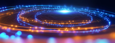 blur image of  fiber optics lights abstract background for use as technology internet backdropの写真素材