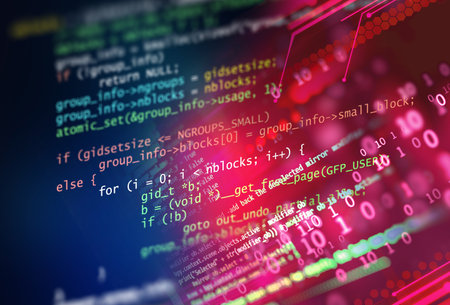Programming code abstract technology background of software developer and  Computer script 3d illustrationの写真素材