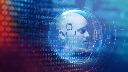 Conceptual background of Artificial intelligence robot , 3d illustrationの写真素材