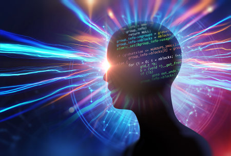 Conceptual background of Artificial intelligence robot , 3d illustrationの写真素材