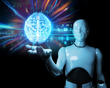 Conceptual background of Artificial intelligence robot , 3d illustrationの写真素材