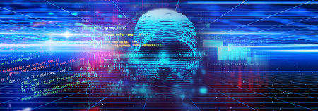 Conceptual background of Artificial intelligence robot , 3d illustrationの写真素材