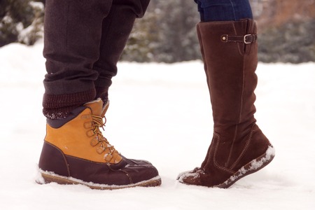 Legs of couple in love symbolizes romantic kissingの写真素材