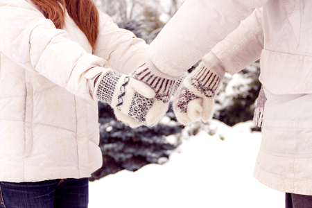 Young female on a date with boyfriend on valentine's dayの写真素材