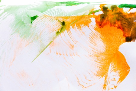 Abstract colorful spot paint on white paperの写真素材