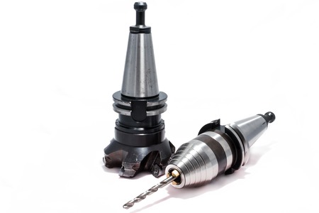 Metal milling tools / equipments with holder for CNC machine for heavy industry on white background