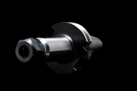 Metal milling holder for cnc machine for heavy industry on black backgroundの写真素材