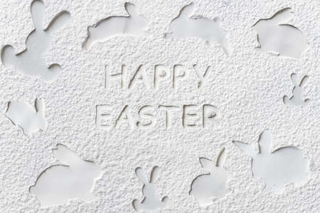 Easter food background, ingredients for cooking holiday cookies: eggs, rolling pin, flour, cutter...