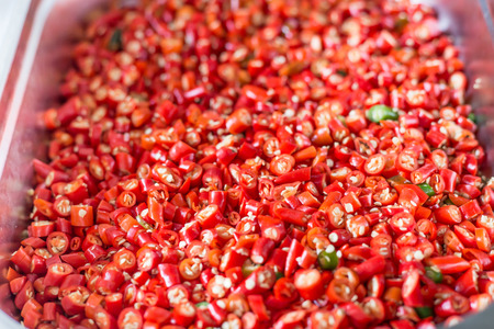 red chili peppers, split closeup viewの写真素材