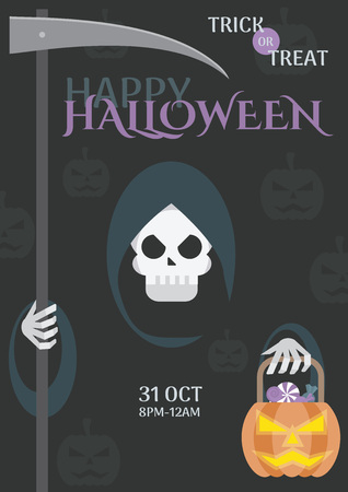 Halloween Trick or Treat. Flat vector illustration for making Poster, Banner, Invitation and Background.のイラスト素材