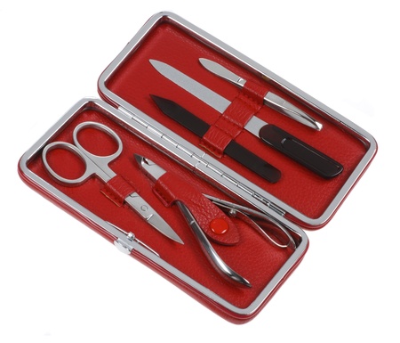 manicure set isolated on whiteの写真素材