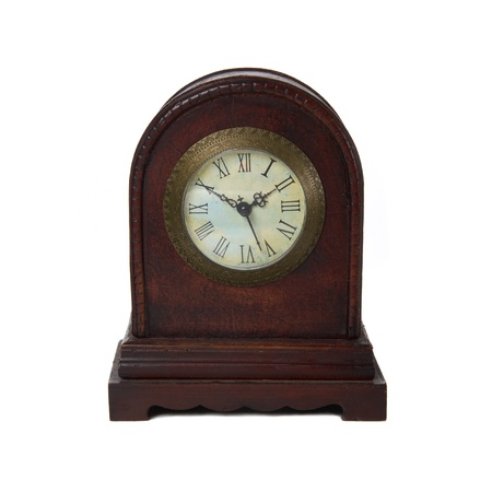 Old antique clock isolated on whiteの写真素材