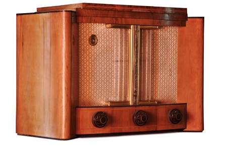 Old fashioned radio isolated on whiteの写真素材