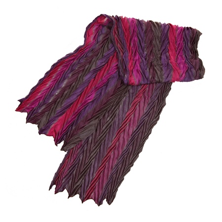 red and violet scarf isolated on whiteの写真素材