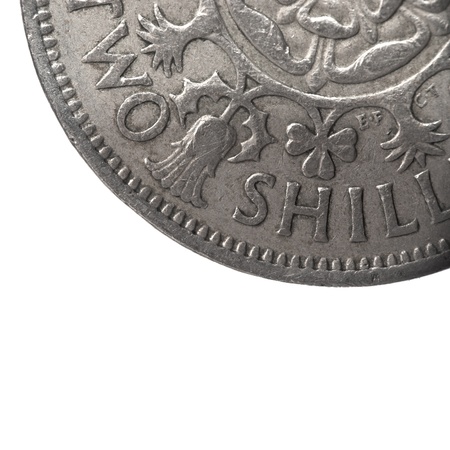 super macro closeup of british two shillings coinの写真素材
