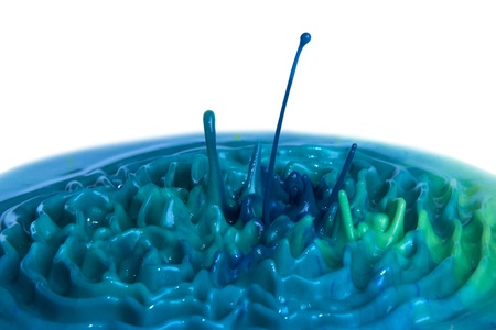 Abstract background with splashes of blue paintの写真素材