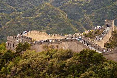 Great Wall of China an people on itの写真素材